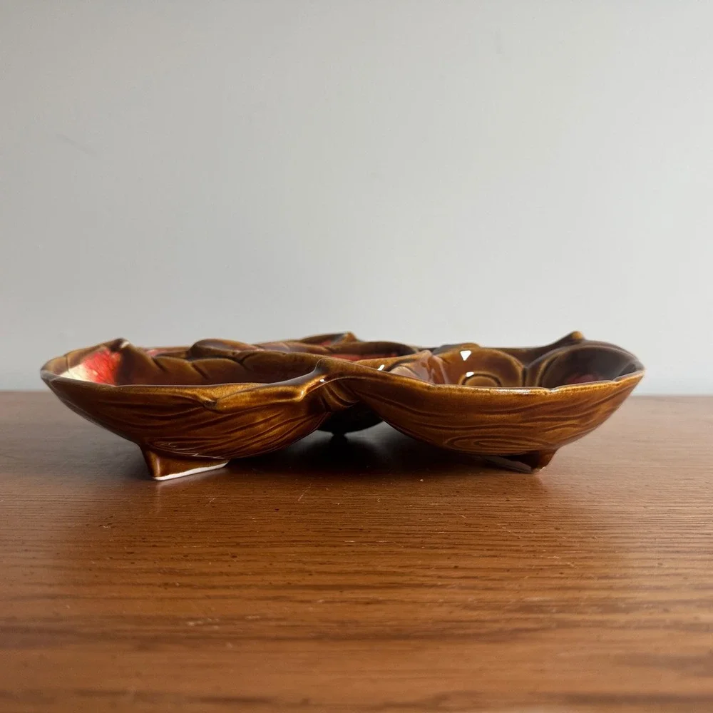 Maurice of California IM 99 Chip Dip Serving Tray‎ Brown Orange Lava Glaze MCM